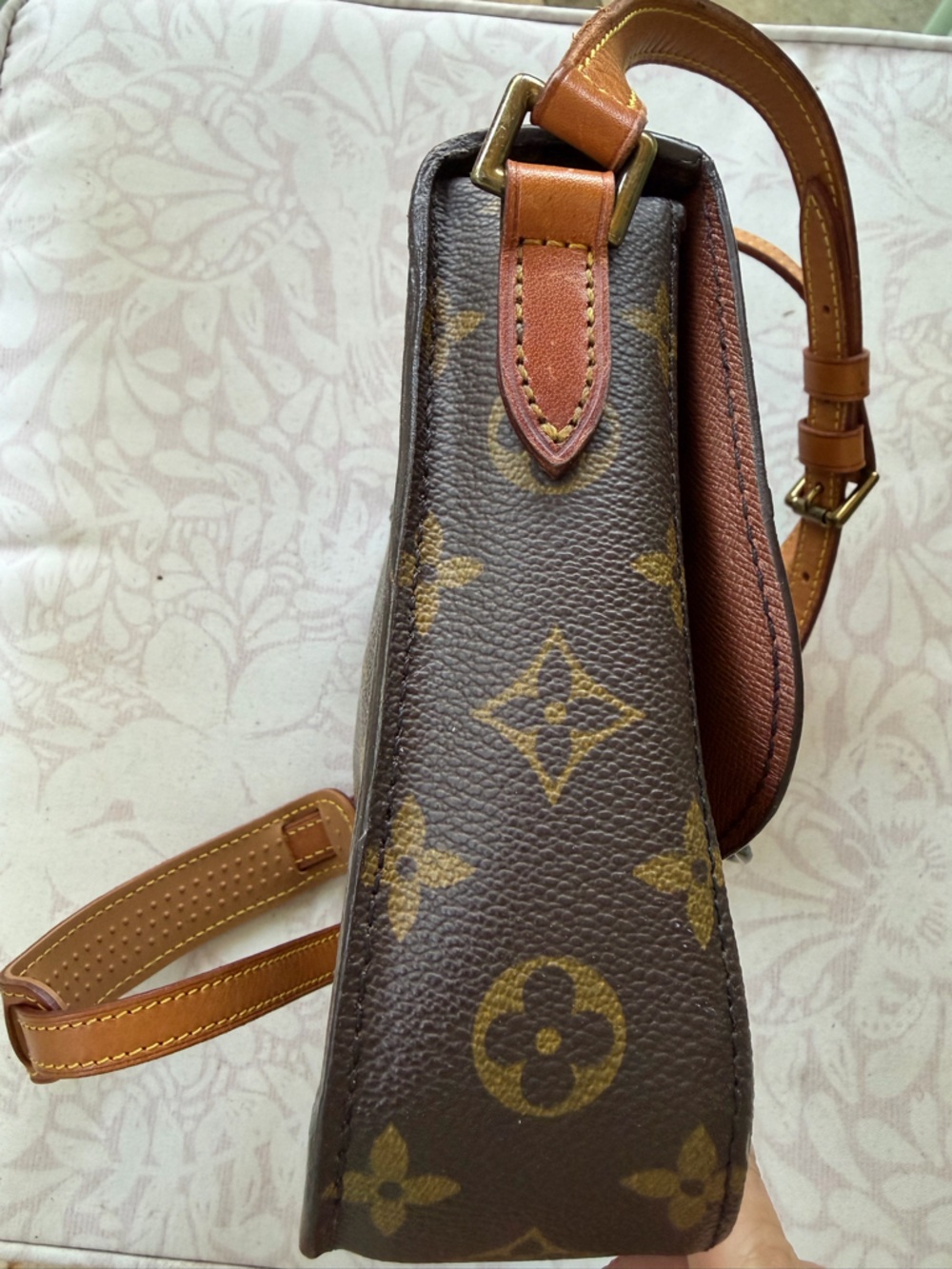 Vintage Louis Vuitton Monogram Messenger Bag in Brown and Tan Leather Trim - Picture 6 of 8